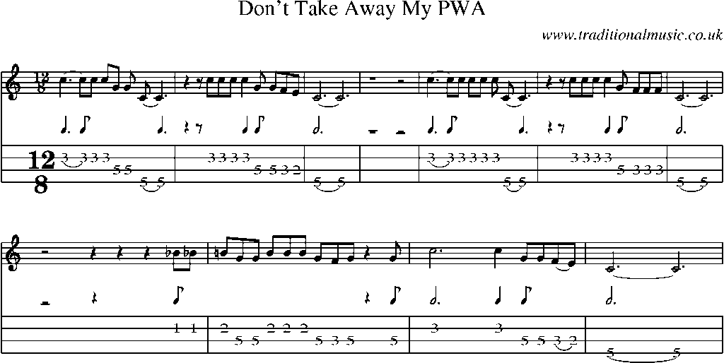 Mandolin Tab and Sheet Music for Don't Take Away My Pwa