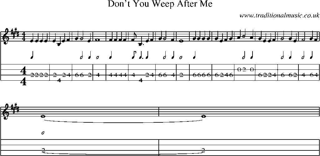 Mandolin Tab and Sheet Music for Don't You Weep After Me