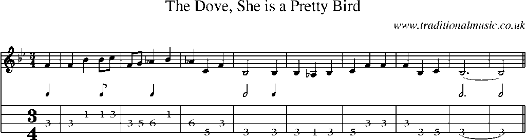 Mandolin Tab and Sheet Music for The Dove, She Is A Pretty Bird