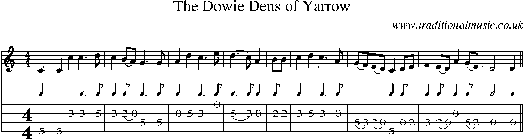Mandolin Tab and Sheet Music for The Dowie Dens Of Yarrow(3)