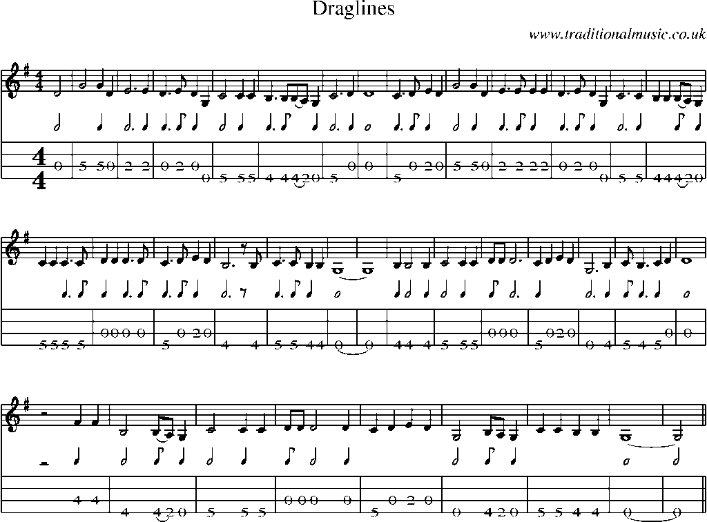 Mandolin Tab and Sheet Music for Draglines