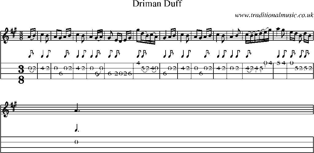 Mandolin Tab and Sheet Music for Driman Duff