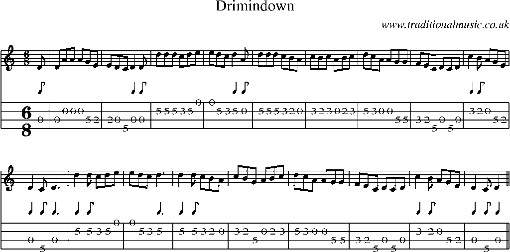 Mandolin Tab and Sheet Music for Drimindown
