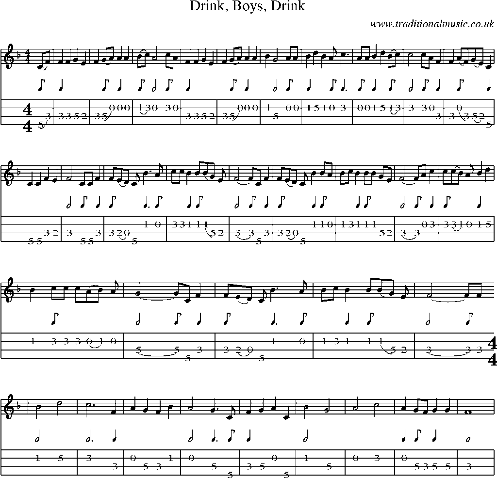Mandolin Tab and Sheet Music for Drink, Boys, Drink