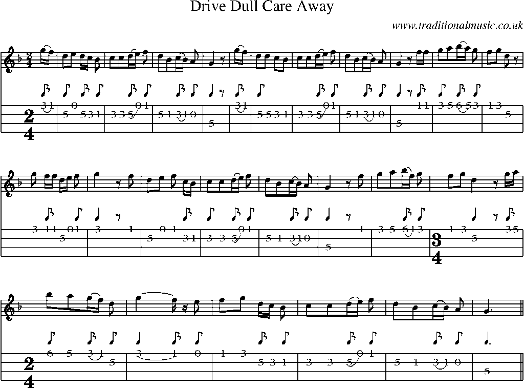 Mandolin Tab and Sheet Music for Drive Dull Care Away