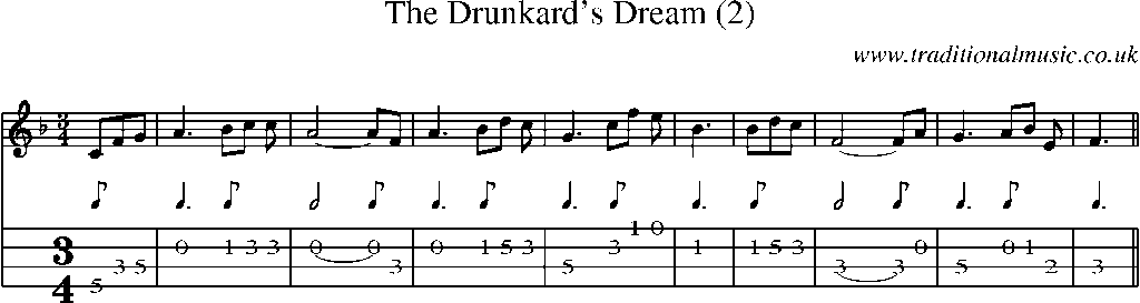 Mandolin Tab and Sheet Music for The Drunkard's Dream (2)