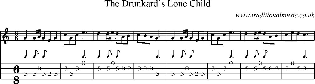 Mandolin Tab and Sheet Music for The Drunkard's Lone Child