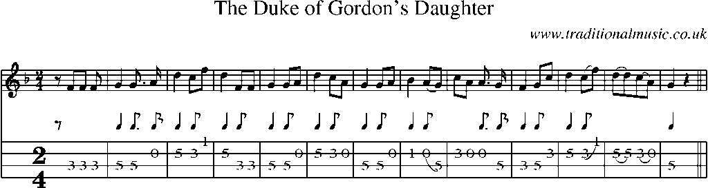 Mandolin Tab and Sheet Music for The Duke Of Gordon's Daughter