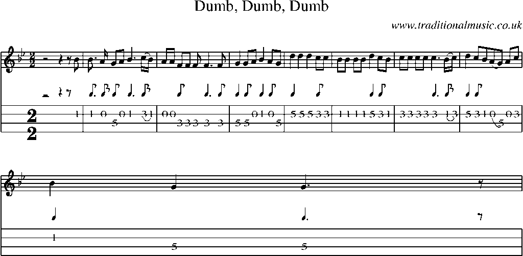 Mandolin Tab and Sheet Music for Dumb, Dumb, Dumb