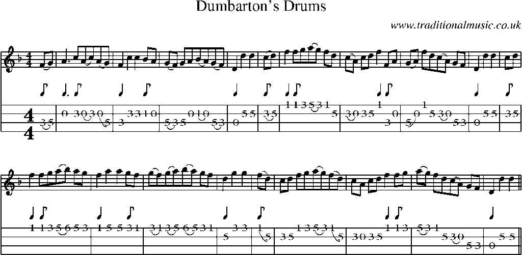 Mandolin Tab and Sheet Music for Dumbarton's Drums