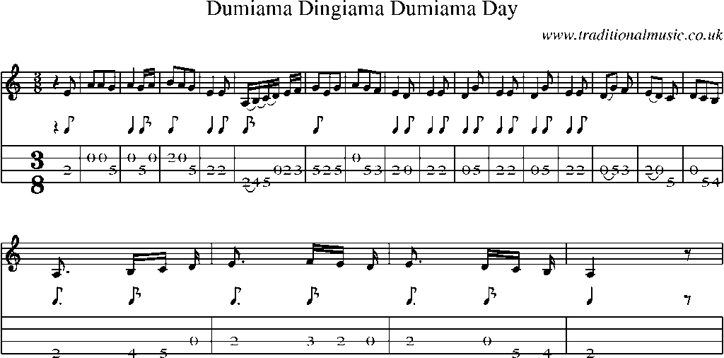 Mandolin Tab and Sheet Music for Dumiama Dingiama Dumiama Day