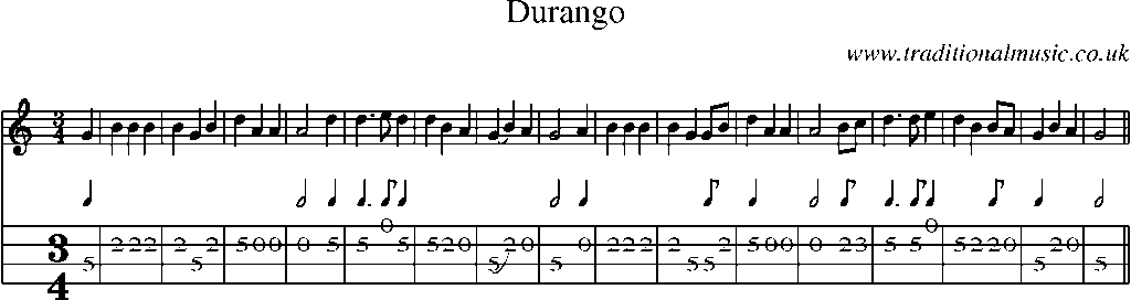 Mandolin Tab and Sheet Music for Durango
