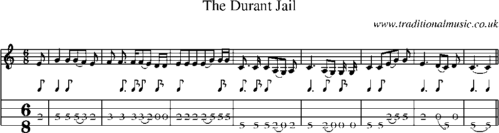 Mandolin Tab and Sheet Music for The Durant Jail