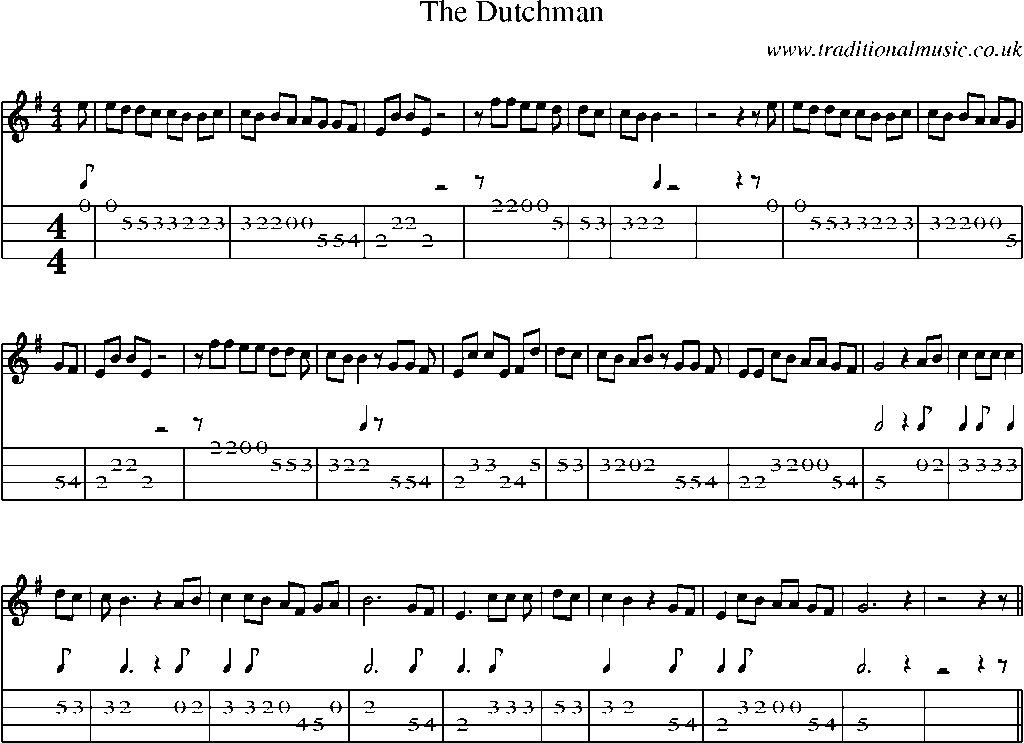 Mandolin Tab and Sheet Music for The Dutchman