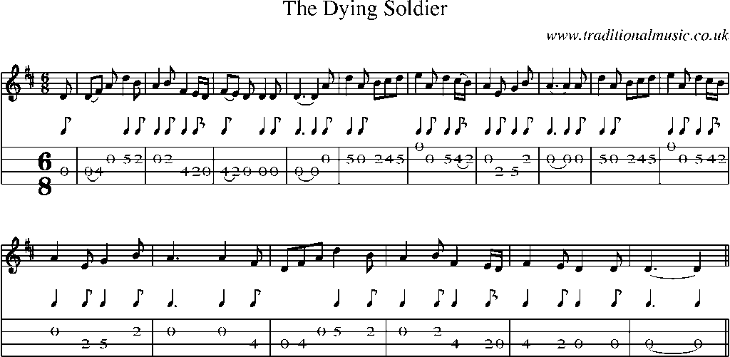 Mandolin Tab and Sheet Music for The Dying Soldier(1)