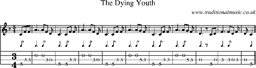 Mandolin Tab and Sheet Music for The Dying Youth