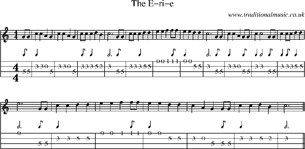 Mandolin Tab and Sheet Music for The E-ri-e