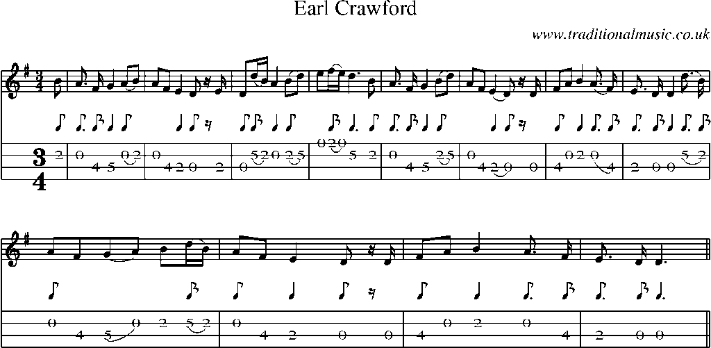 Mandolin Tab and Sheet Music for Earl Crawford