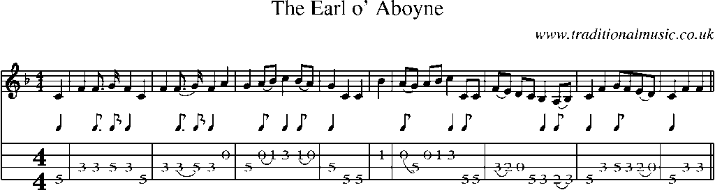 Mandolin Tab and Sheet Music for The Earl O' Aboyne
