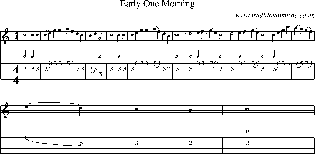 Mandolin Tab and Sheet Music for Early One Morning