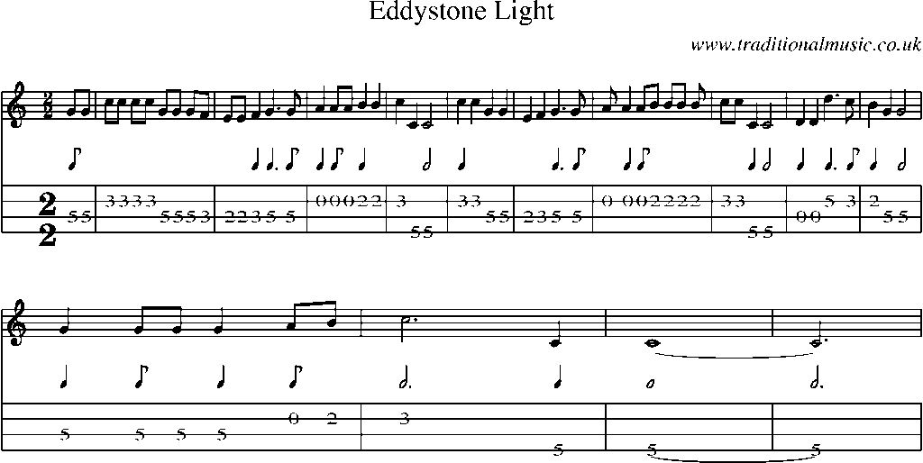Mandolin Tab and Sheet Music for Eddystone Light