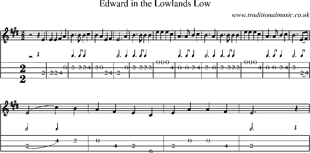 Mandolin Tab and Sheet Music for Edward In The Lowlands Low