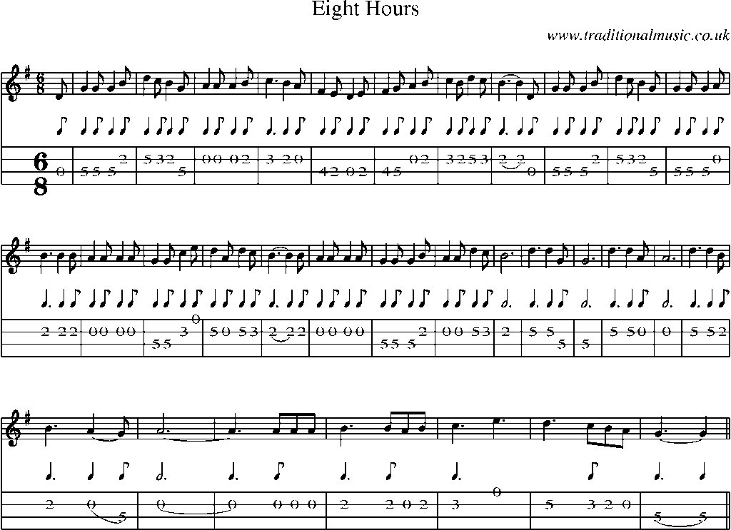 Mandolin Tab and Sheet Music for Eight Hours