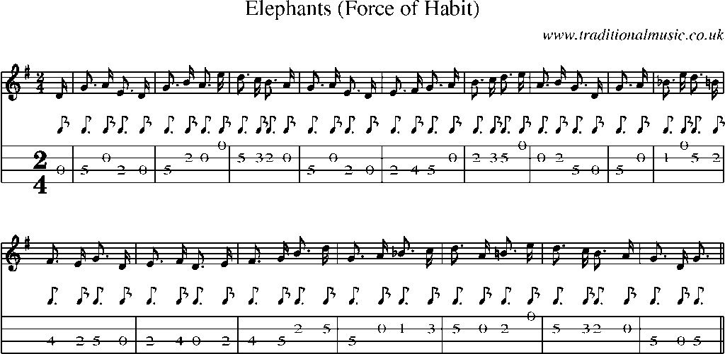 Mandolin Tab and Sheet Music for Elephants (force Of Habit)