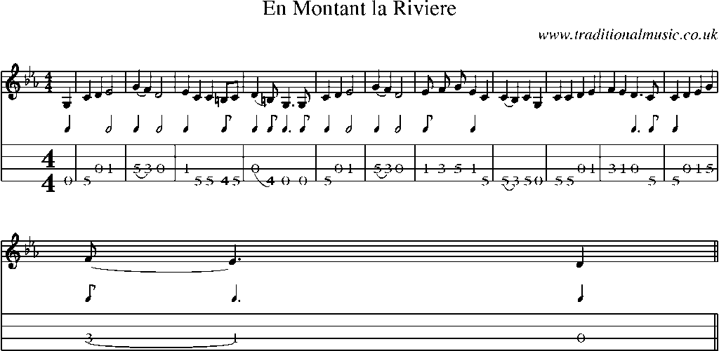 Mandolin Tab and Sheet Music for En Montant La Riviere