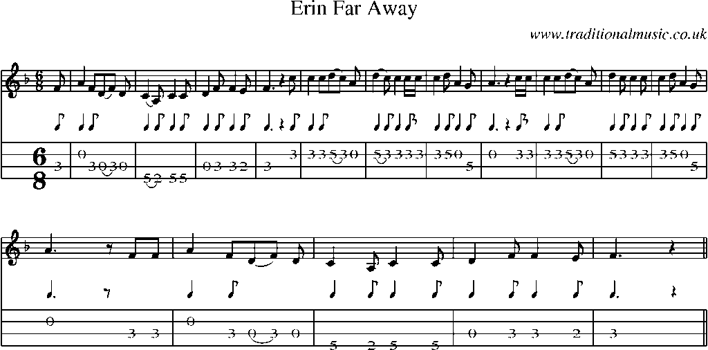Mandolin Tab and Sheet Music for Erin Far Away