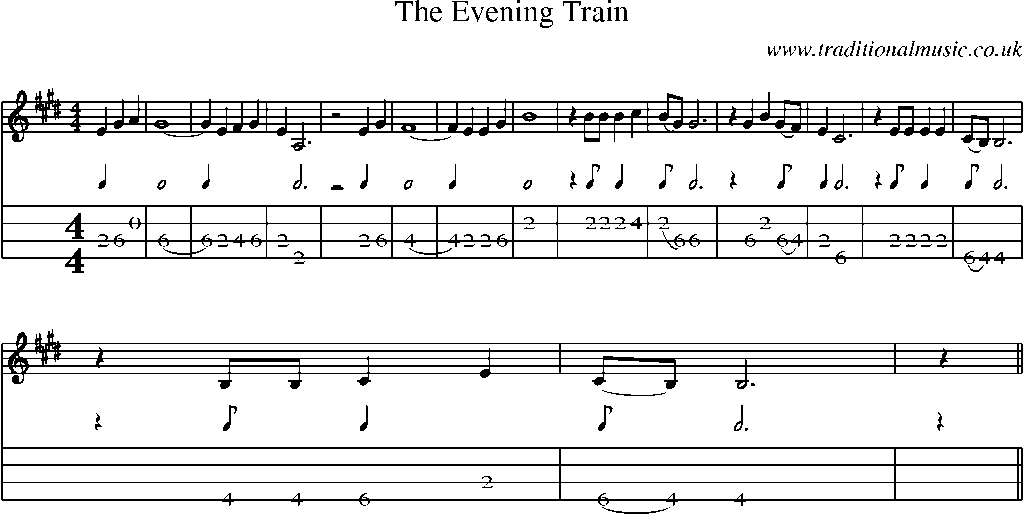 Mandolin Tab and Sheet Music for The Evening Train