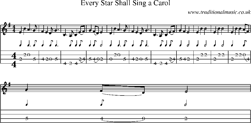 Mandolin Tab and Sheet Music for Every Star Shall Sing A Carol