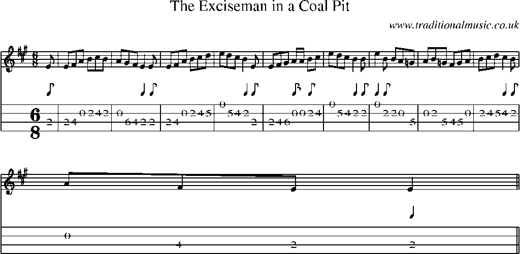 Mandolin Tab and Sheet Music for The Exciseman In A Coal Pit