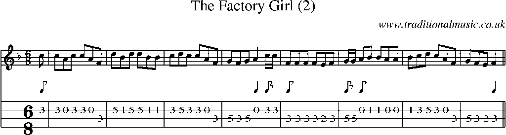 Mandolin Tab and Sheet Music for The Factory Girl (2)