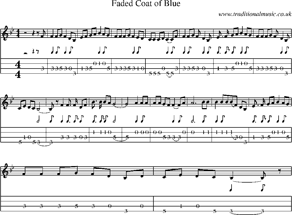 Mandolin Tab and Sheet Music for Faded Coat Of Blue