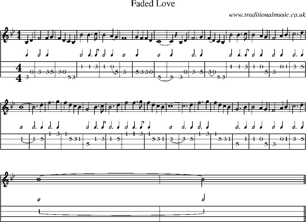 Mandolin Tab and Sheet Music for Faded Love
