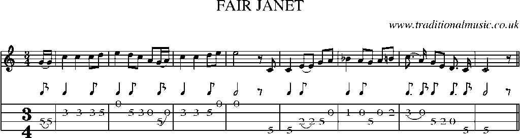 Mandolin Tab and Sheet Music for Fair Janet