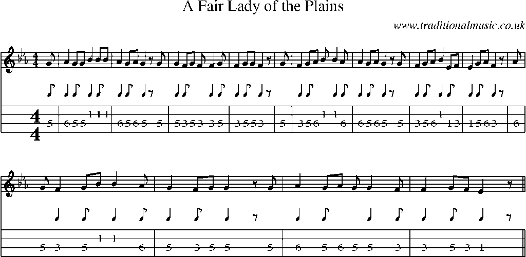 Mandolin Tab and Sheet Music for A Fair Lady Of The Plains
