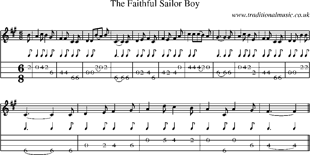 Mandolin Tab and Sheet Music for The Faithful Sailor Boy(1)