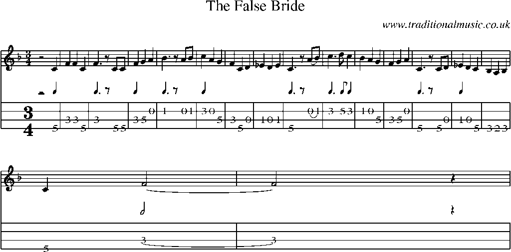 Mandolin Tab and Sheet Music for The False Bride