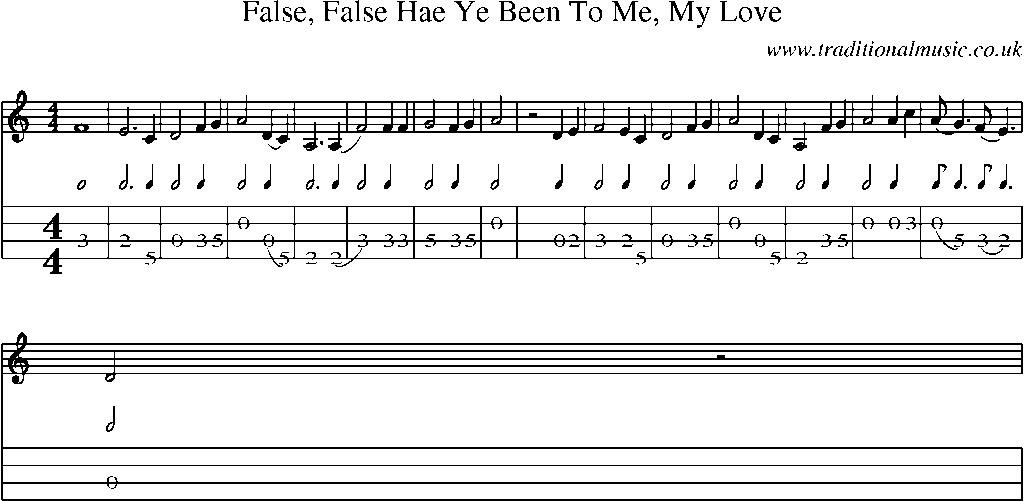 Mandolin Tab and Sheet Music for False, False Hae Ye Been To Me, My Love