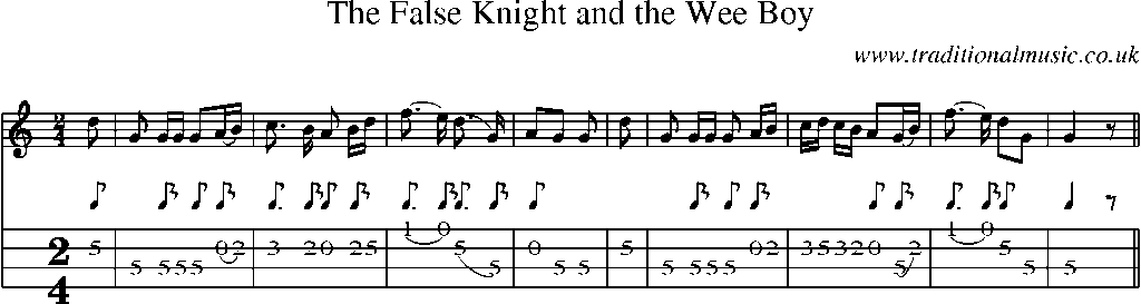 Mandolin Tab and Sheet Music for The False Knight And The Wee Boy