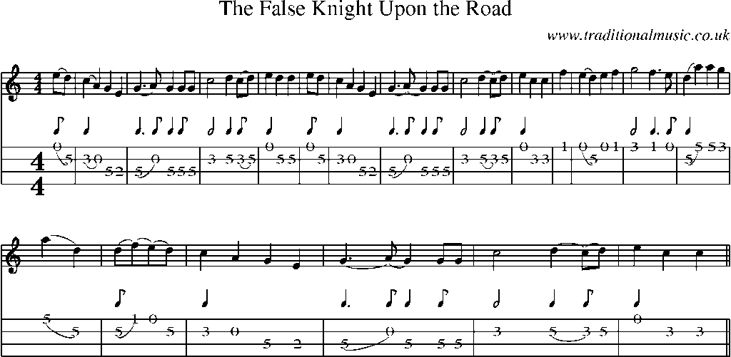 Mandolin Tab and Sheet Music for The False Knight Upon The Road(1)