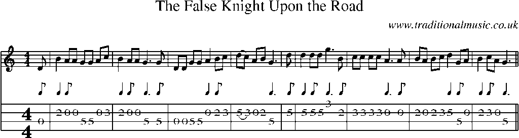 Mandolin Tab and Sheet Music for The False Knight Upon The Road