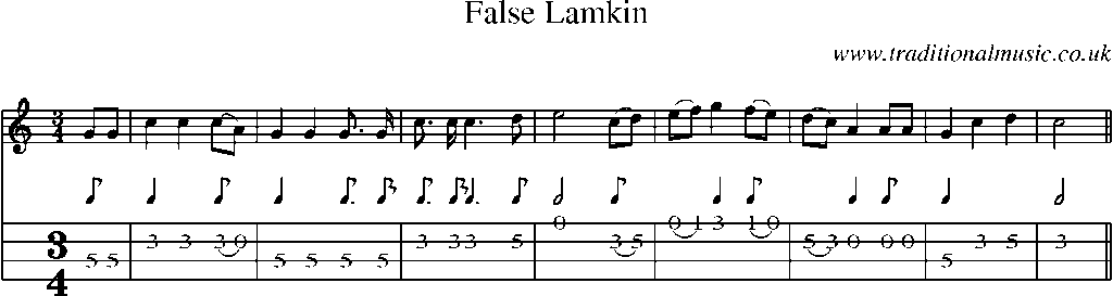 Mandolin Tab and Sheet Music for False Lamkin