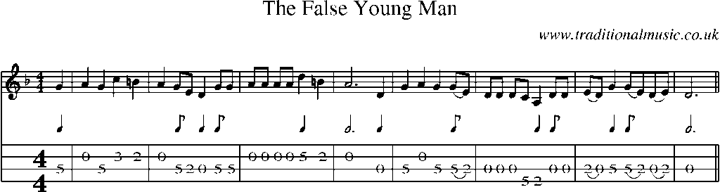 Mandolin Tab and Sheet Music for The False Young Man