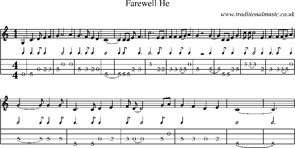 Mandolin Tab and Sheet Music for Farewell He