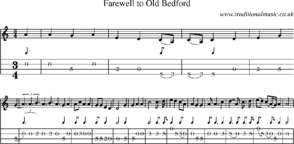 Mandolin Tab and Sheet Music for Farewell To Old Bedford