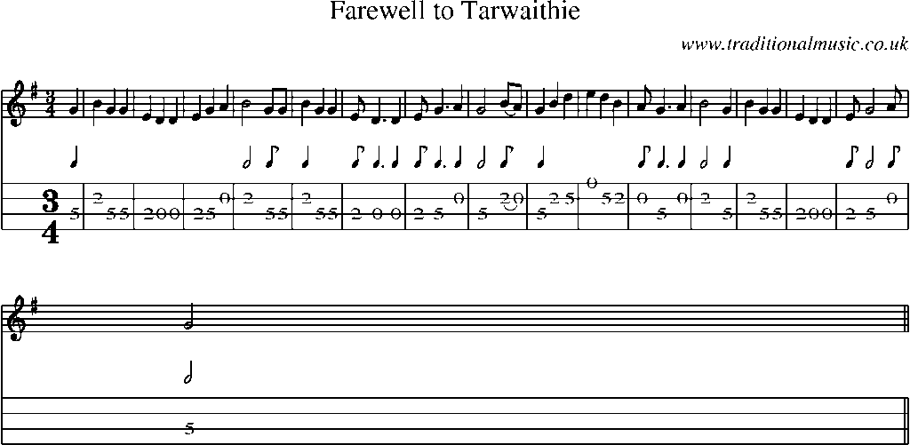Mandolin Tab and Sheet Music for Farewell To Tarwaithie