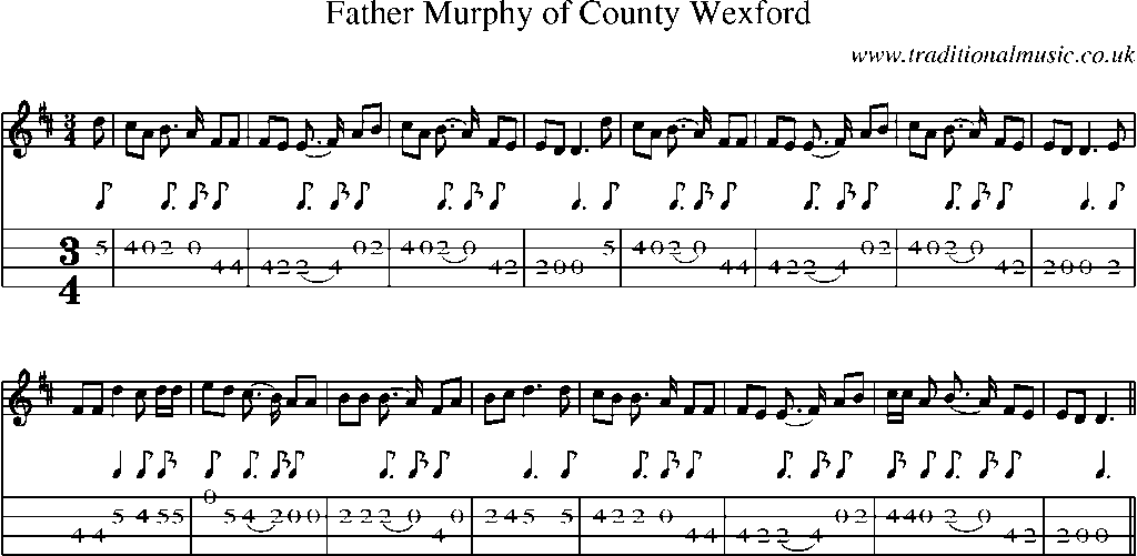 Mandolin Tab and Sheet Music for Father Murphy Of County Wexford